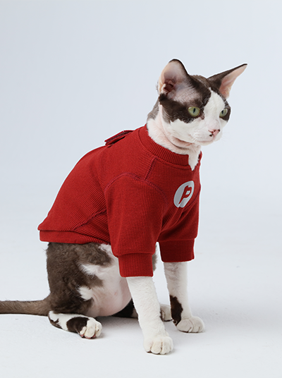 Embroidery Waffle T-Shirt - Red